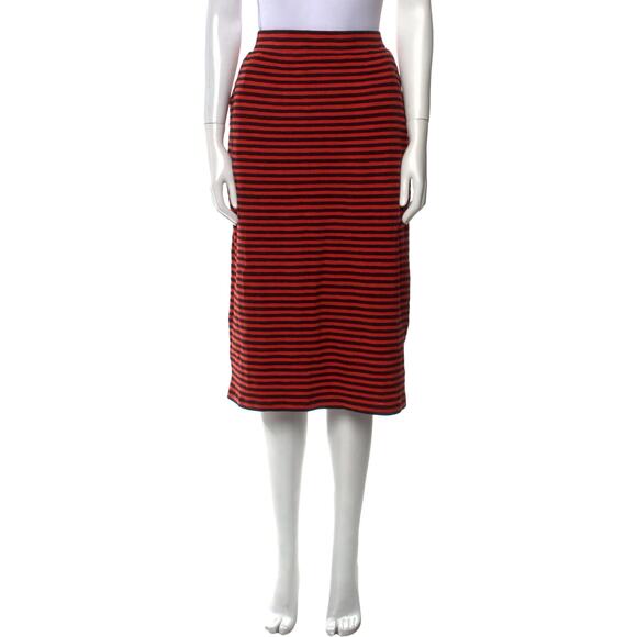 Clare V Le Tube Striped Midi Skirt Orange Black Small Artsy Academia Career Fall - Picture 3 of 9